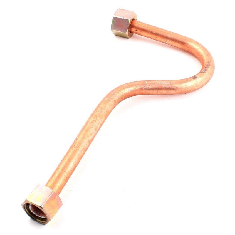 LDEXIN Aluminum Alloy Air Compressor Exhaust Tube Replacement Copper Tone, 15mm/0.6" Hex Nut Threaded Diameter, 240mm/9.45" Length with Hex Nut - Image 1